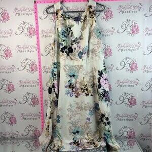 Gabby skye dress flowers Sleeveless Floral Print A-Line Dress cream multicolor